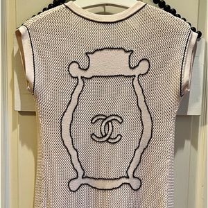 CHANEL 🦄RARE Coco CC Knit Cardigan Sweater Blush Nude S/M Resort HOST PICK 4-6